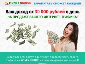 Скриншот главной страницы сайта moneyunique24.ru