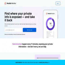 Скриншот главной страницы сайта monitor.firefox.com