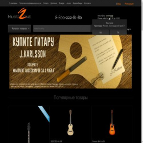 Скриншот главной страницы сайта music-zone.store