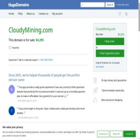 Скриншот главной страницы сайта my.cloudymining.com