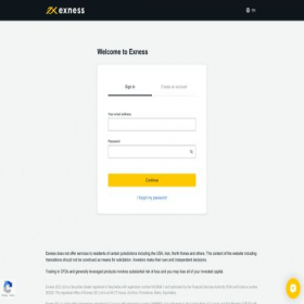 Скриншот главной страницы сайта my.exness.com