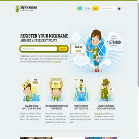 Скриншот главной страницы сайта mynickname.com