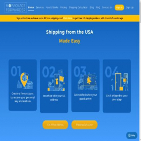 Скриншот главной страницы сайта mypackageforwarder.com