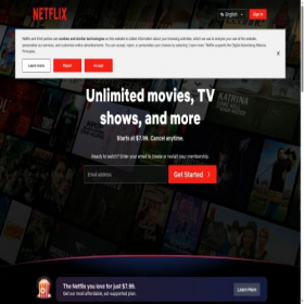 Скриншот главной страницы сайта netflix.com