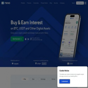 Скриншот главной страницы сайта nexo.com