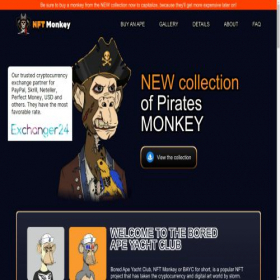 Скриншот главной страницы сайта nft-monkey.com