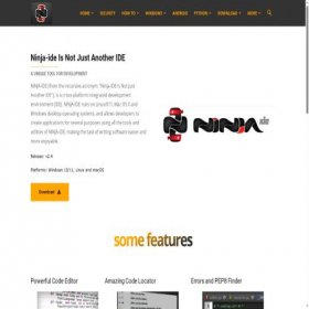 Скриншот главной страницы сайта ninja-ide.org