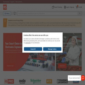 Скриншот главной страницы сайта no.rs-online.com