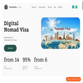 Скриншот главной страницы сайта nomadsvisa.com
