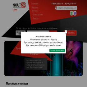 Скриншот главной страницы сайта noutzip.ru