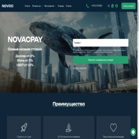Скриншот главной страницы сайта novacpay.ru