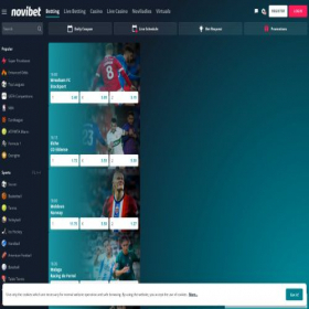 Скриншот главной страницы сайта novibet.com