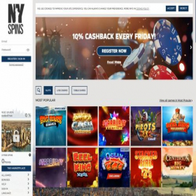 Скриншот главной страницы сайта nyspins.com