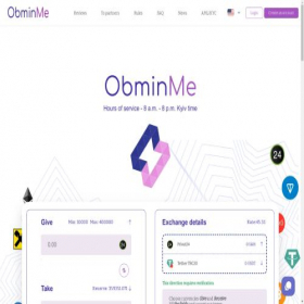 Скриншот главной страницы сайта obmin.me