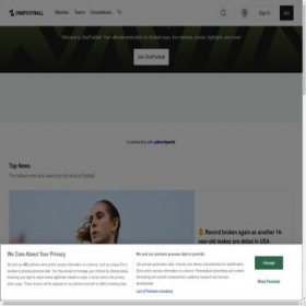 Скриншот главной страницы сайта onefootball.com