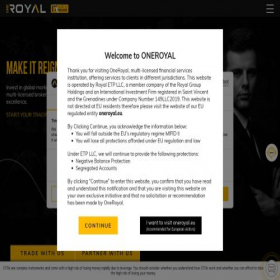 Скриншот главной страницы сайта oneroyal.com