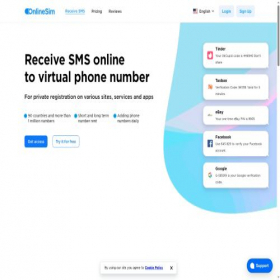 Скриншот главной страницы сайта onlinesim.io