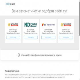 Скриншот главной страницы сайта ooozaim.ru