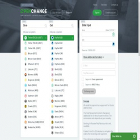 Скриншот главной страницы сайта openchange.cash