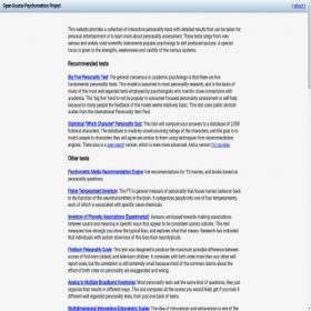 Скриншот главной страницы сайта openpsychometrics.org