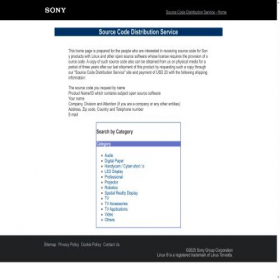 Скриншот главной страницы сайта oss.sony.net