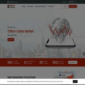 Скриншот главной страницы сайта otxforex.com