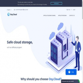 Скриншот главной страницы сайта oxy.cloud