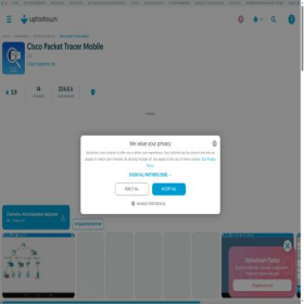 Скриншот главной страницы сайта packet-tracer-mobile.ru.uptodown.com