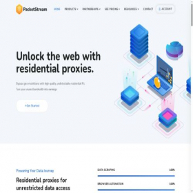 Скриншот главной страницы сайта packetstream.io