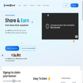 Скриншот главной страницы сайта paid2play.co