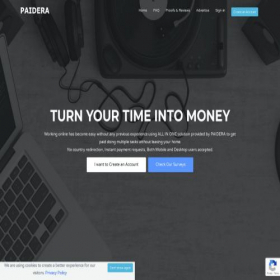 Скриншот главной страницы сайта paidera.com