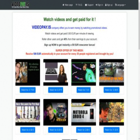 Скриншот главной страницы сайта paidvideos.net