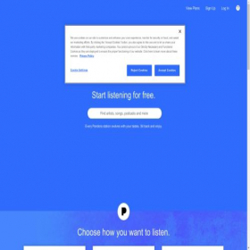 Скриншот главной страницы сайта pandora.com