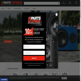 Скриншот главной страницы сайта parts-express.com