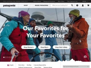 Скриншот главной страницы сайта patagonia.com