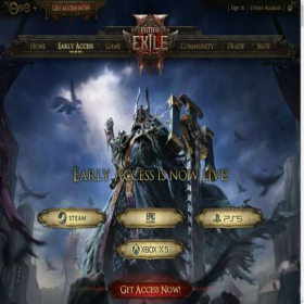 Скриншот главной страницы сайта pathofexile2.com