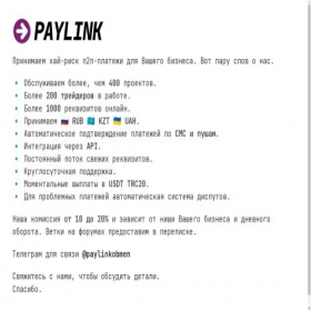 Скриншот главной страницы сайта paylink.vc