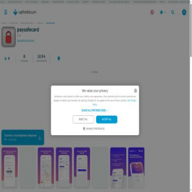 Скриншот главной страницы сайта paysafecard.ru.uptodown.com