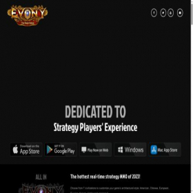Скриншот главной страницы сайта pc.evony.com