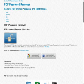 Скриншот главной страницы сайта pdfpasswordremover.com