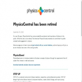 Скриншот главной страницы сайта physicscentral.org