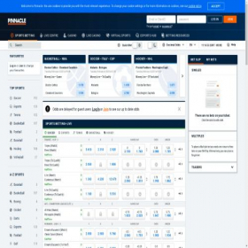Скриншот главной страницы сайта pinnacle.com