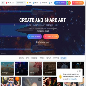 Скриншот главной страницы сайта pixilart.com