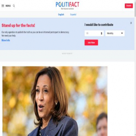 Скриншот главной страницы сайта politifact.com