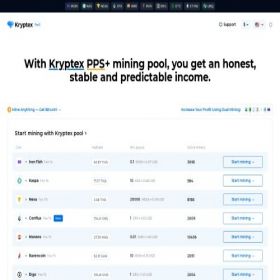Скриншот главной страницы сайта pool.kryptex.com