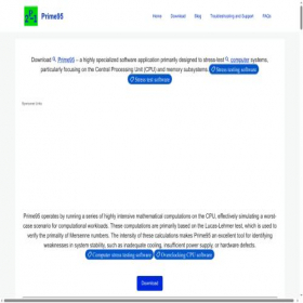 Скриншот главной страницы сайта prime95.net