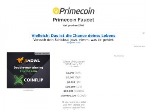 Скриншот главной страницы сайта primecoinfaucet.info