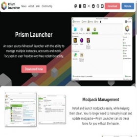 Скриншот главной страницы сайта prismlauncher.org