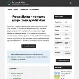 Скриншот главной страницы сайта processhacker.su