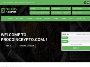 Скриншот главной страницы сайта procoincrypto.com
